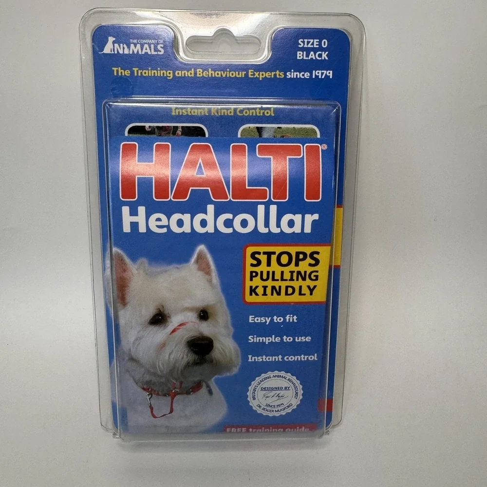 Halti Headcollar Size 0 XXS Black Nylon Dog Head Collar Stops Pulling Kindly